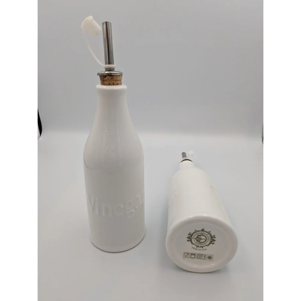 WM Bartleet & Sons White Porcelain Olive Oil & Vinegar Cruet Set